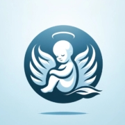 Classy angel baby icon symbolizing stillbirth, designed with soft shades of blue and white to evoke peace and remembrance