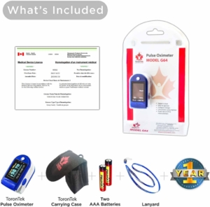 ToronTek-G64 Pulse Oximeter with Health Canada Approval Seal